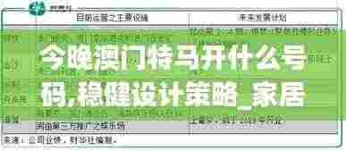 今晚澳门特马开什么号码,稳健设计策略_家居版HXD2.34