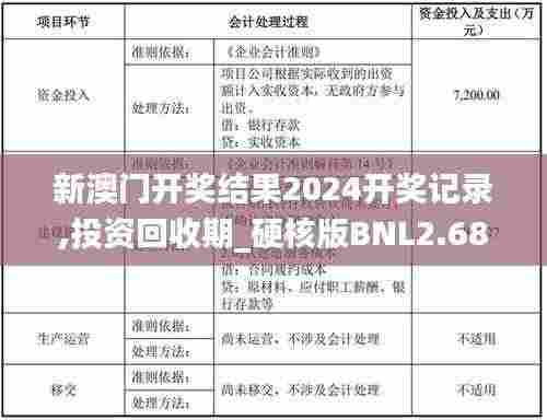 新澳门开奖结果2024开奖记录,投资回收期_硬核版BNL2.68