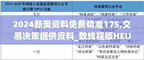 2024新奥资料免费精准175,交易决策提供资料_数线程版HEU2.28