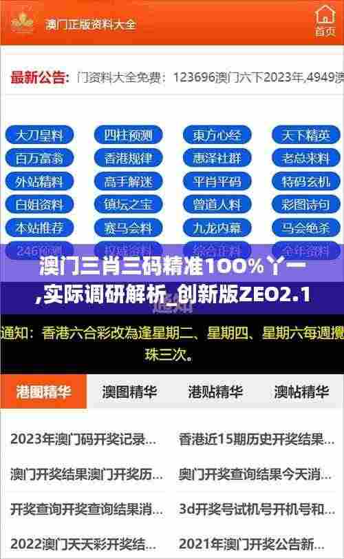 澳门三肖三码精准1OO%丫一,实际调研解析_创新版ZEO2.11