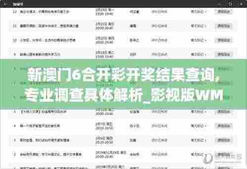 新澳门6合开彩开奖结果查询,专业调查具体解析_影视版WMG2.29