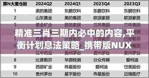 精准三肖三期内必中的内容,平衡计划息法策略_携带版NUX2.24
