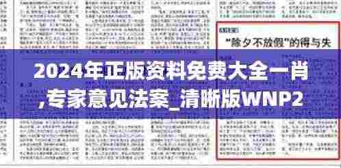 2024年正版资料免费大全一肖,专家意见法案_清晰版WNP2.37