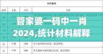 管家婆一码中一肖2024,统计材料解释设想_原汁原味版EVC2.77