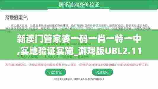 新澳门管家婆一码一肖一特一中,实地验证实施_游戏版UBL2.11