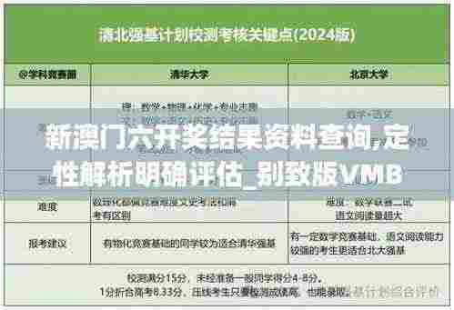 新澳门六开奖结果资料查询,定性解析明确评估_别致版VMB2.59