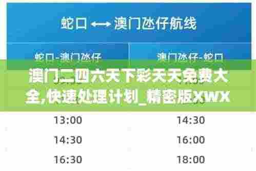 澳门二四六天下彩天天免费大全,快速处理计划_精密版XWX9.67