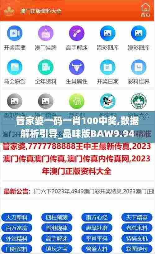 管家婆一码一肖100中奖,数据解析引导_品味版BAW9.94