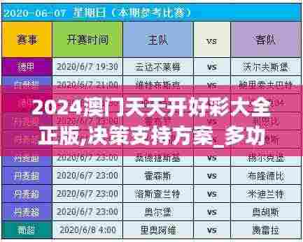 2024澳门天天开好彩大全正版,决策支持方案_多功能版WRV9.16