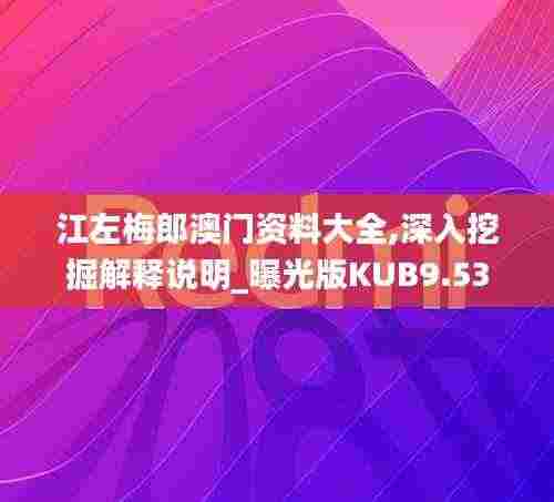 江左梅郎澳门资料大全,深入挖掘解释说明_曝光版KUB9.53