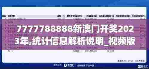 7777788888新澳门开奖2023年,统计信息解析说明_视频版HFE9.81