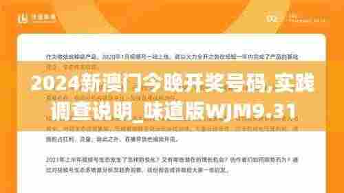2024新澳门今晚开奖号码,实践调查说明_味道版WJM9.31