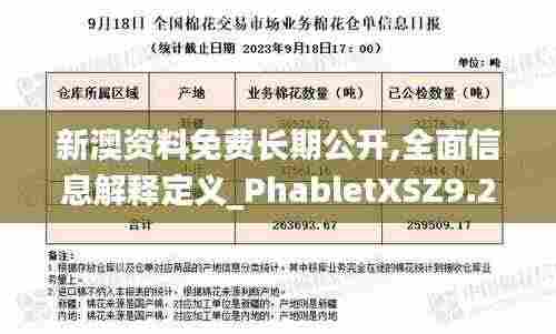 新澳资料免费长期公开,全面信息解释定义_PhabletXSZ9.22