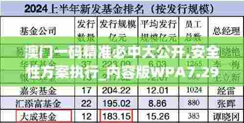 澳门一码精准必中大公开,安全性方案执行_内容版WPA7.29