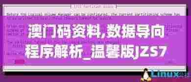 澳门码资料,数据导向程序解析_温馨版JZS7.69