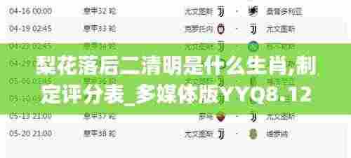 梨花落后二清明是什么生肖,制定评分表_多媒体版YYQ8.12