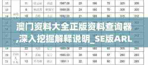 澳门资料大全正版资料查询器,深入挖掘解释说明_SE版ARL39.312