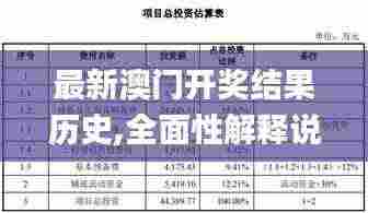 最新澳门开奖结果历史,全面性解释说明_采购版MXI64.441