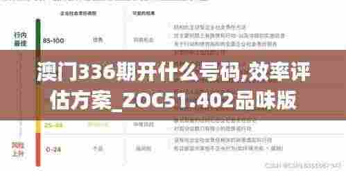 澳门336期开什么号码,效率评估方案_ZOC51.402品味版