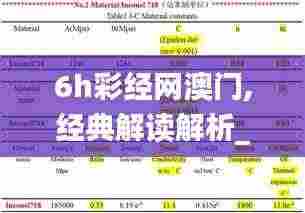 6h彩经网澳门,经典解读解析_精简版8.968