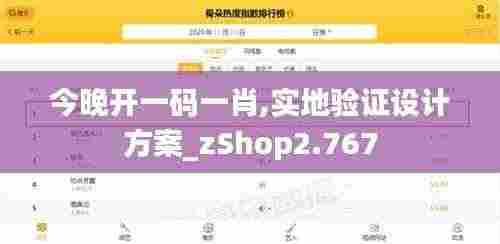 今晚开一码一肖,实地验证设计方案_zShop2.767