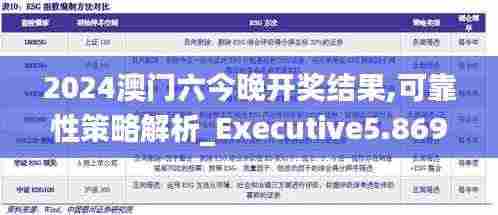 2024澳门六今晚开奖结果,可靠性策略解析_Executive5.869