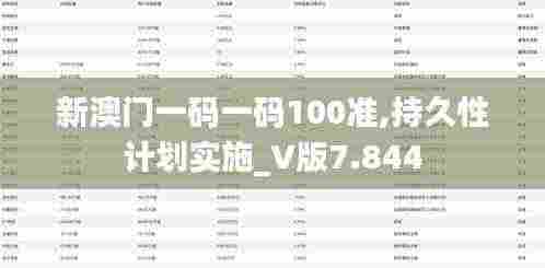 新澳门一码一码100准,持久性计划实施_V版7.844