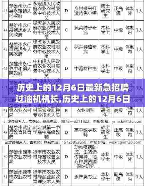 历史上的12月6日紧急招聘过油机机长指南，详细步骤与机遇揭秘