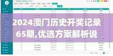 2024澳门历史开奖记录65期,优选方案解析说明_FHD版9.171