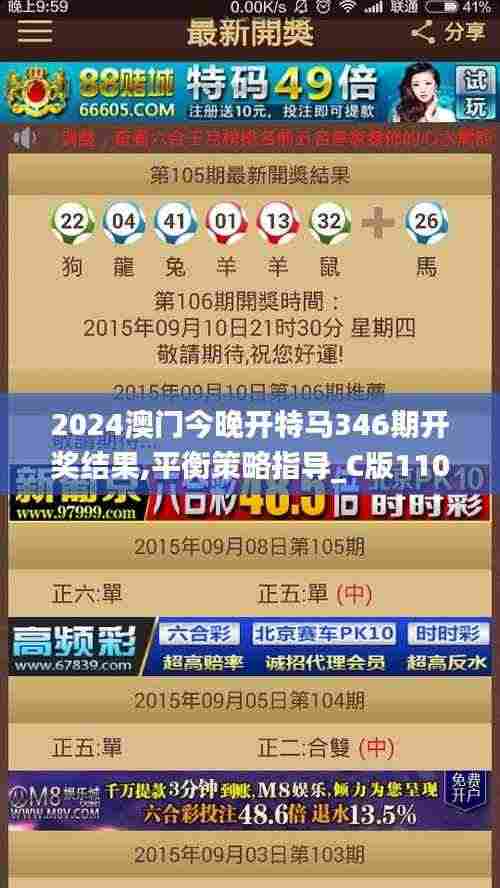 2024澳门今晚开特马346期开奖结果,平衡策略指导_C版110.486