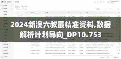 2024新澳六叔最精准资料,数据解析计划导向_DP10.753