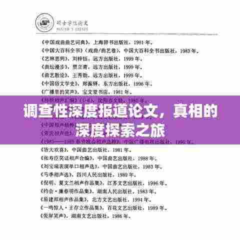 调查性深度报道论文，真相的深度探索之旅