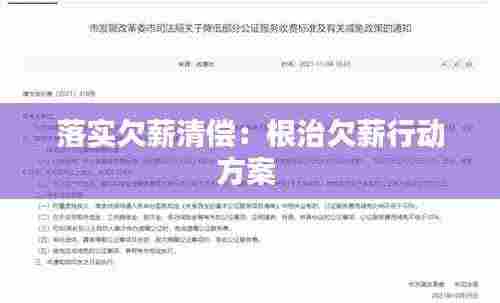 落实欠薪清偿：根治欠薪行动方案 