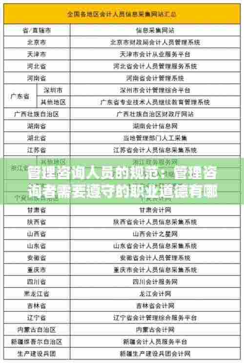 管理咨询人员的规范：管理咨询者需要遵守的职业道德有哪些 