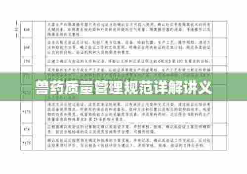 兽药质量管理规范详解讲义