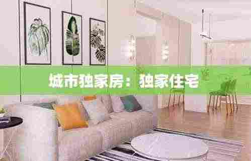 城市独家房：独家住宅 
