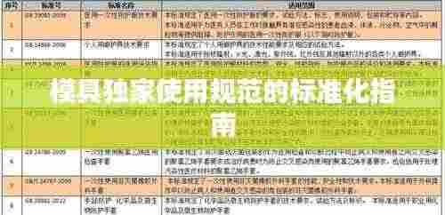 模具独家使用规范的标准化指南