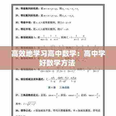 高效地学习高中数学：高中学好数学方法 