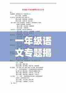 一年级语文专题揭秘，基础知识的探索之旅