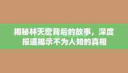 揭秘林天宏背后的故事，深度报道揭示不为人知的真相