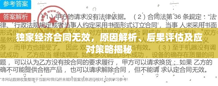 独家经济合同无效，原因解析、后果评估及应对策略揭秘