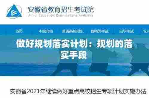 做好规划落实计划：规划的落实手段 