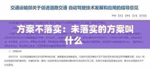 方案不落实：未落实的方案叫什么 