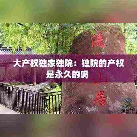 大产权独家独院：独院的产权是永久的吗 