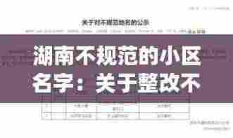 湖南不规范的小区名字：关于整改不规范小区名 