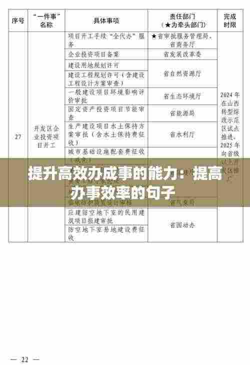 提升高效办成事的能力：提高办事效率的句子 