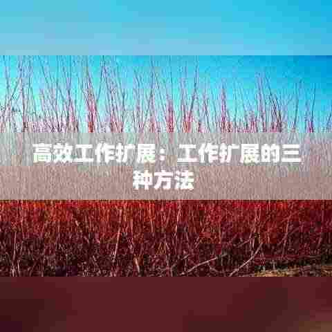 高效工作扩展:工作扩展的三种方法
