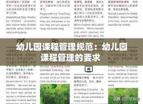 幼儿园课程管理规范：幼儿园课程管理的要求 