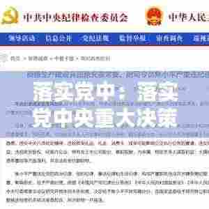 落实党中：落实党中央重大决策部署方面存在的问题及整改措施 