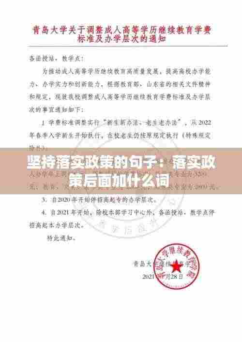 坚持落实政策的句子：落实政策后面加什么词 